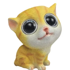 SM241120 Cute Cat Solar Polyresin Resin Statue Freestanding Animal Light