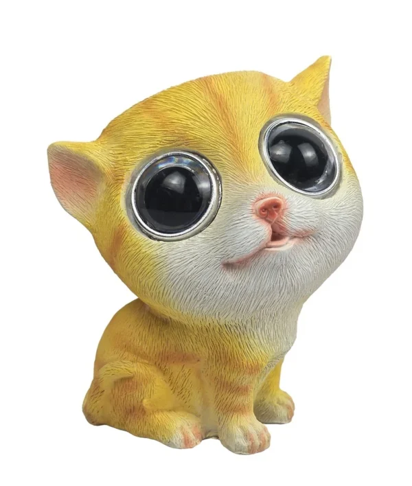 SM241120 Cute Cat Solar Polyresin Resin Statue Freestanding Animal Light