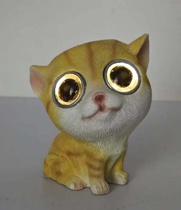 SM241120 Cute Cat Solar Polyresin Resin Statue Freestanding Animal Light_2