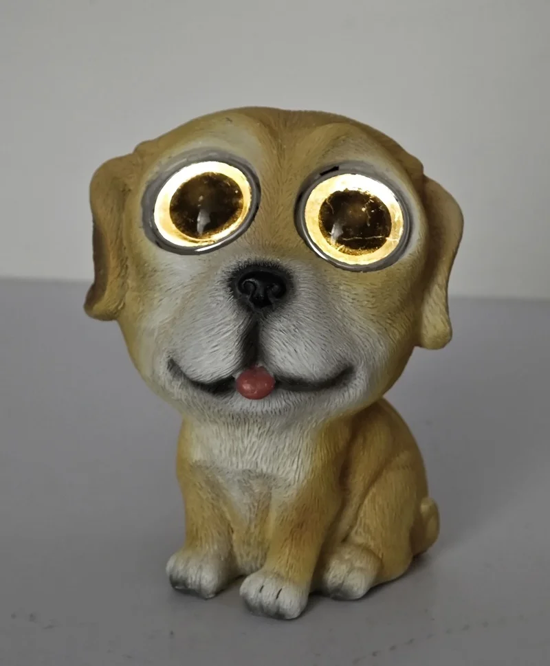SM241121 Cute Dog Solar Polyresin Resin Statue Freestanding Light Animal_2
