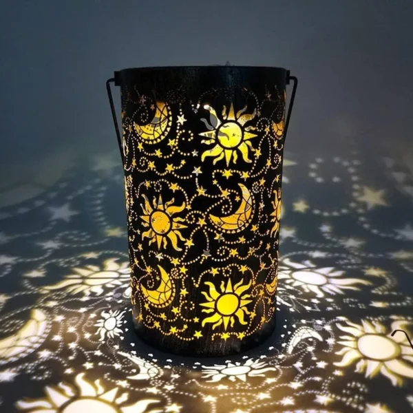 SM241129 Hollow Out Sun and Moon Metal Iron Solar Ground Plug Lamp Tabletop Lantern_12
