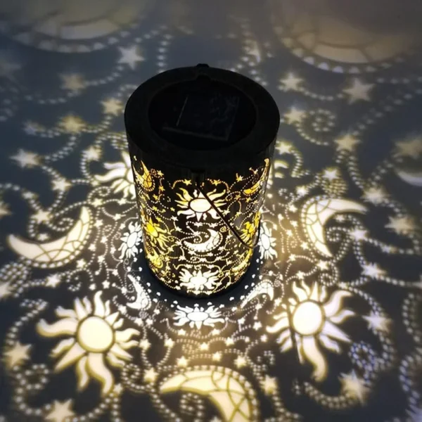 SM241129 Hollow Out Sun and Moon Metal Iron Solar Ground Plug Lamp Tabletop Lantern_8
