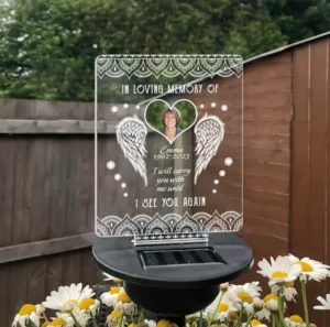 SM24123 Acrylic Plastic PP Memorial Solar Stake Light - Heart, Angel, Flower, Daisy_2