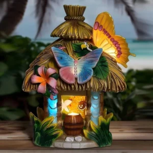 SM24133 Resin Statue with Solar Freestanding Light for Decorative Garden House