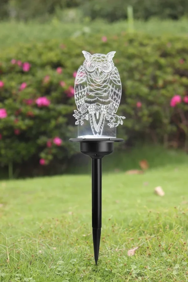 SM24134 Acrylic PP Plastic Owl Bird Solar Stake Light Animal_2