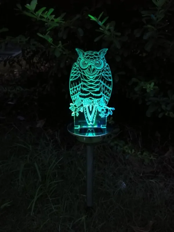 SM24134 Acrylic PP Plastic Owl Bird Solar Stake Light Animal_3