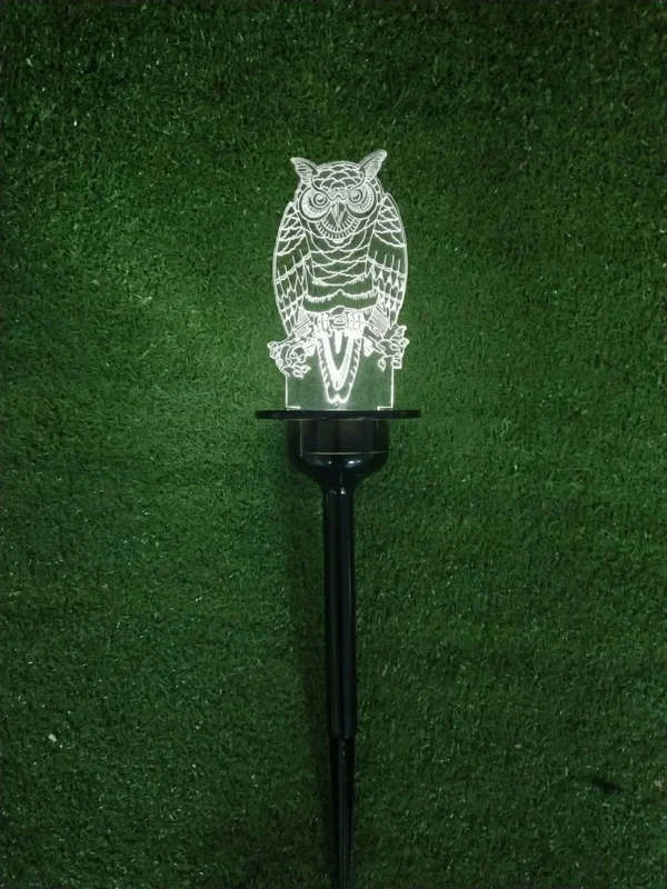 SM24134 Acrylic PP Plastic Owl Bird Solar Stake Light Animal_4