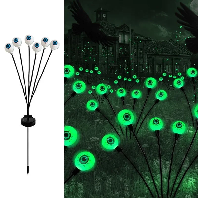 SM24137 Plastic ABS Halloween Solar Stake Light with Moon Design, 6 LED, Pack of 2