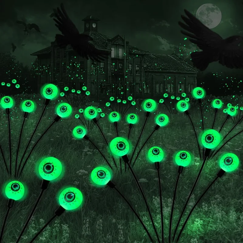 SM24137 Plastic ABS Halloween Solar Stake Light with Moon Design, 6 LED, Pack of 2_2