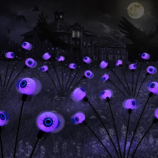 SM24137 Plastic ABS Halloween Solar Stake Light with Moon Design, 6 LED, Pack of 2_5