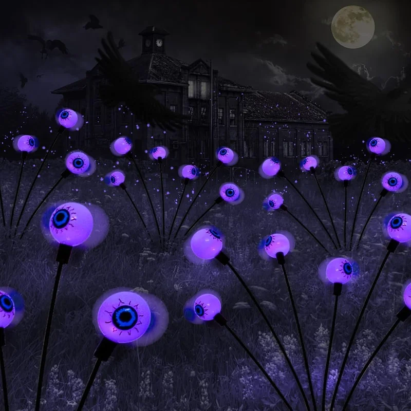 SM24137 Plastic ABS Halloween Solar Stake Light with Moon Design, 6 LED, Pack of 2_5