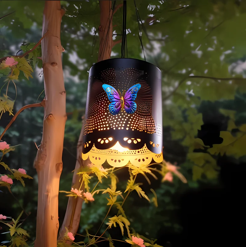 SM24178 Plastic PP Solar Hanging Lantern with Butterfly and Animal Decorations_2