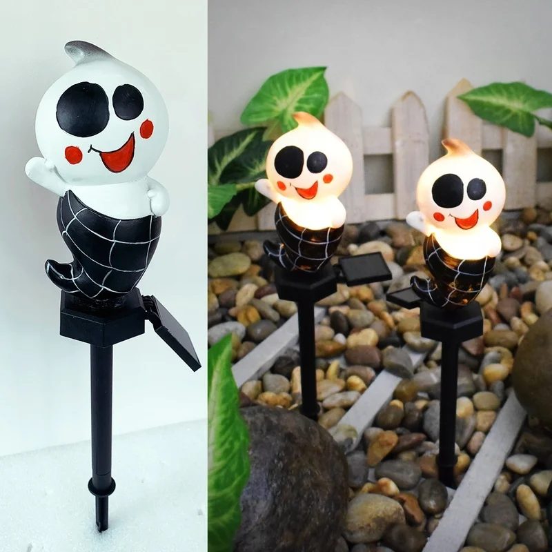 SM24194 Halloween Ghost Resin Statue Solar Stake Light