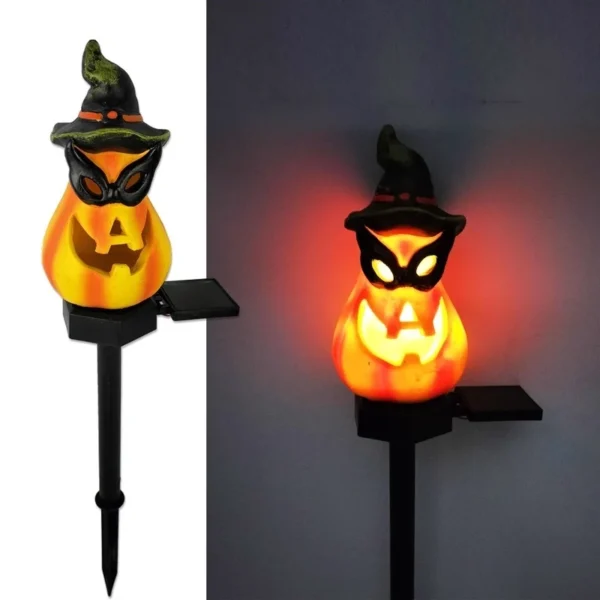 SM24207 Garden Pumpkin Solar Resin Statue Freestanding Light