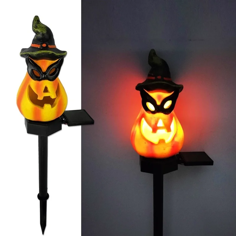 SM24207 Garden Pumpkin Solar Resin Statue Freestanding Light