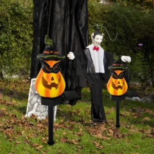 SM24207 Garden Pumpkin Solar Resin Statue Freestanding Light_2