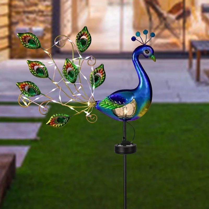 SM24244 Plastic PP Peacock Animal Bird Solar Stake Light