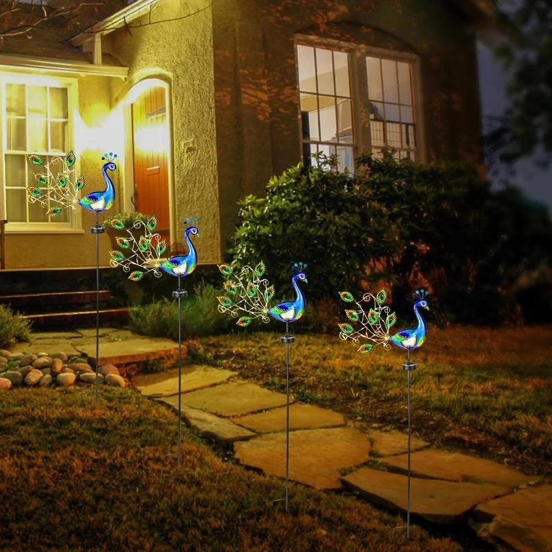 SM24244 Plastic PP Peacock Animal Bird Solar Stake Light_3