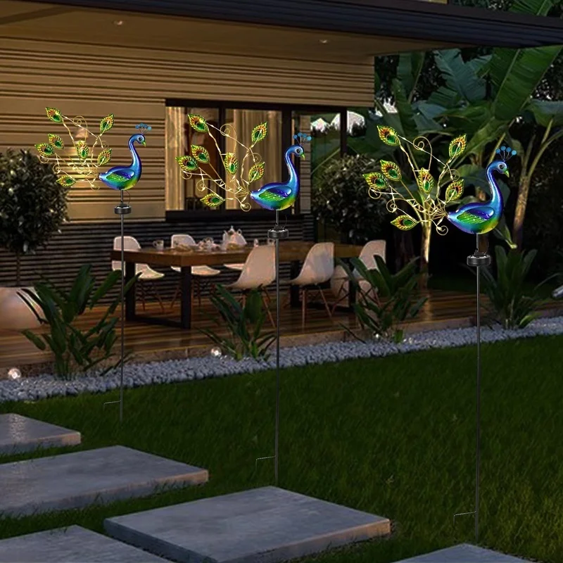 SM24244 Plastic PP Peacock Animal Bird Solar Stake Light_5
