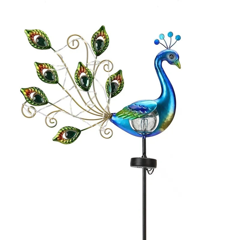SM24244 Plastic PP Peacock Animal Bird Solar Stake Light_7