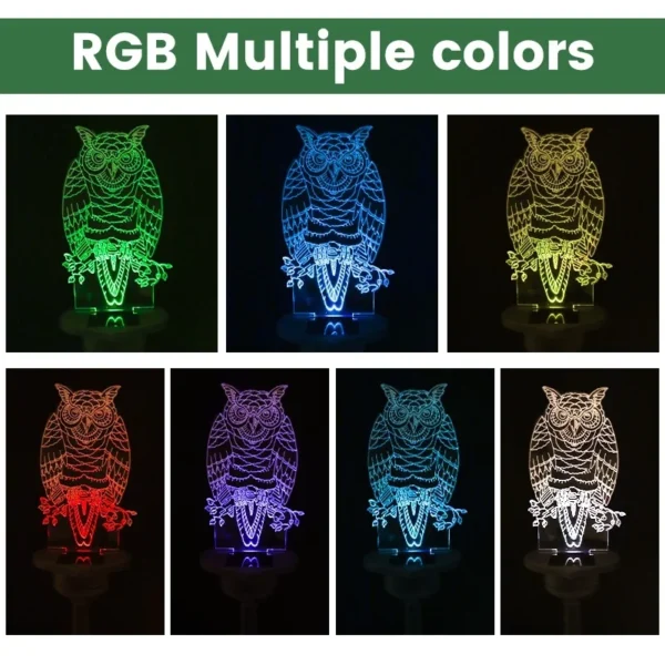 SM24245 Black Plastic PP Acrylic Owl Solar Stake Light, Animal Design, 4.6_2