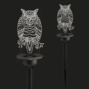 SM24245 Black Plastic PP Acrylic Owl Solar Stake Light, Animal Design, 4.6_3