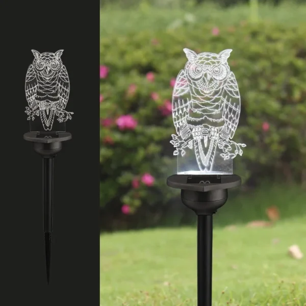 SM24245 Black Plastic PP Acrylic Owl Solar Stake Light, Animal Design, 4.6_4