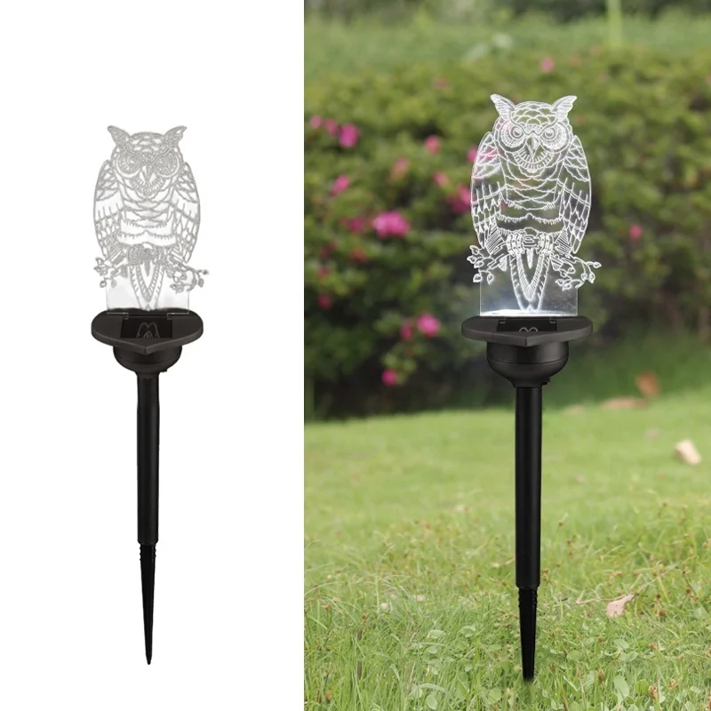 SM24245 Black Plastic PP Acrylic Owl Solar Stake Light, Animal Design, 4.6_5