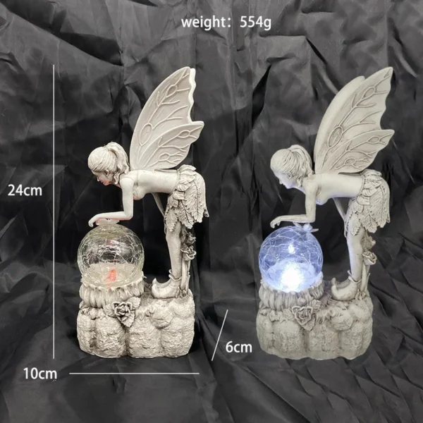SM24251 Solar Garden Fairy Resin Statue with Freestanding Light
