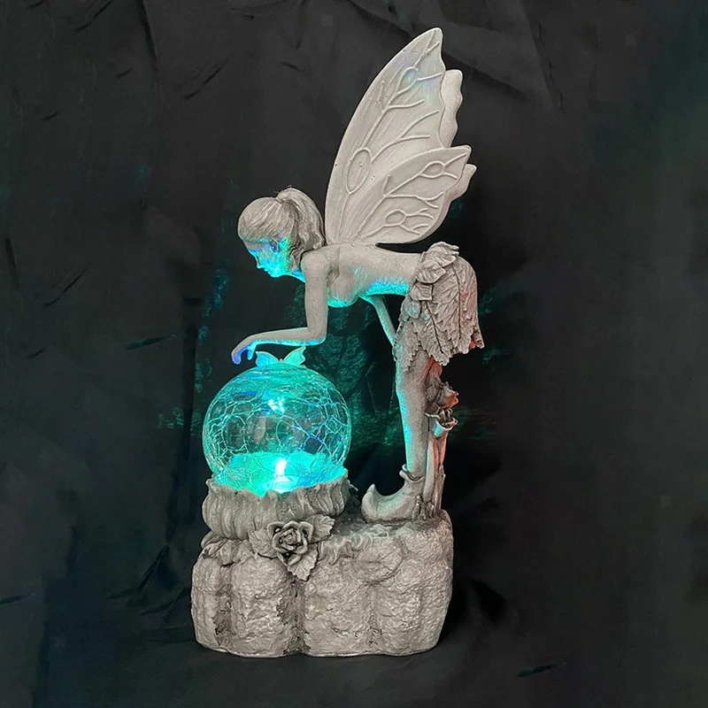 SM24251 Solar Garden Fairy Resin Statue with Freestanding Light_3