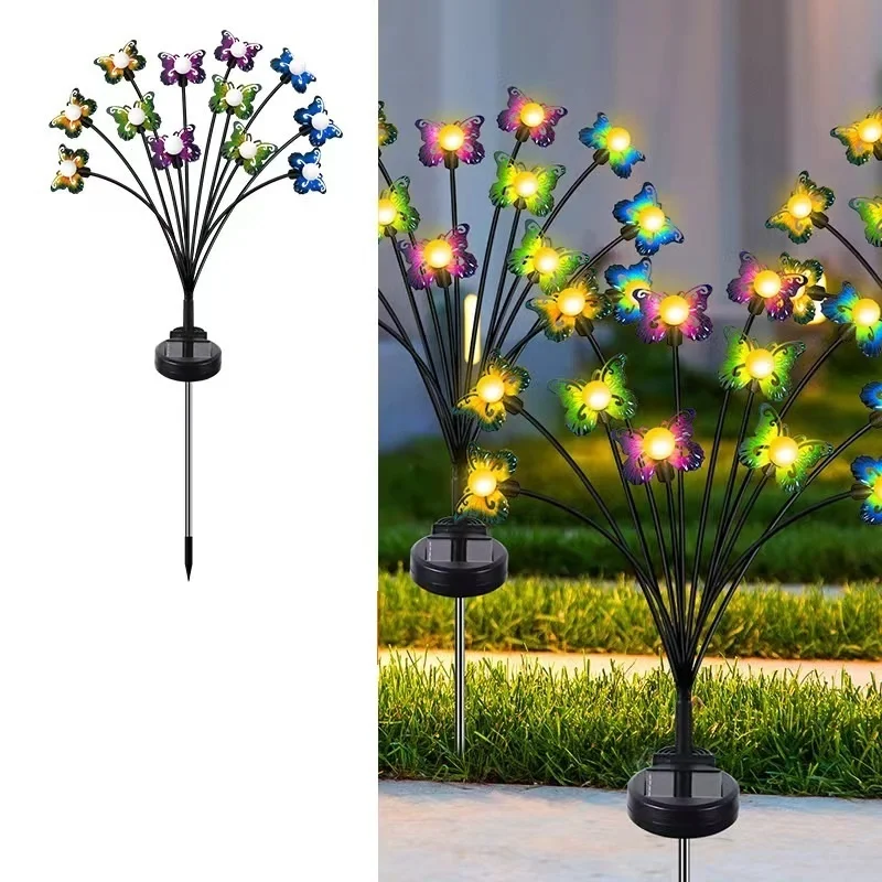 SM24252 ABS Plastic 12 LED Butterfly Shape Animal Solar Stake Light