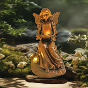 SM24267 Solar Fairy Resin Statue with 5 LED Freestanding Light