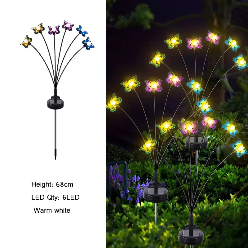 SM24285 ABS Plastic Butterfly Solar Stake Light with 6 LEDs