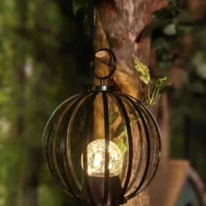 SM24291 Glass and Metal Iron Solar Hanging Lantern