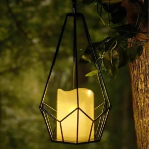 SM24294 Modern Small Silver Metal Iron Solar Hanging Lantern with Stand