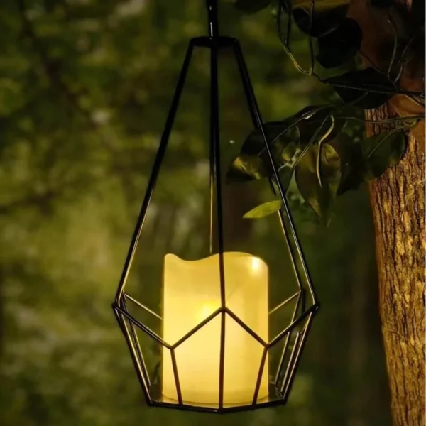 SM24294 Modern Small Silver Metal Iron Solar Hanging Lantern with Stand