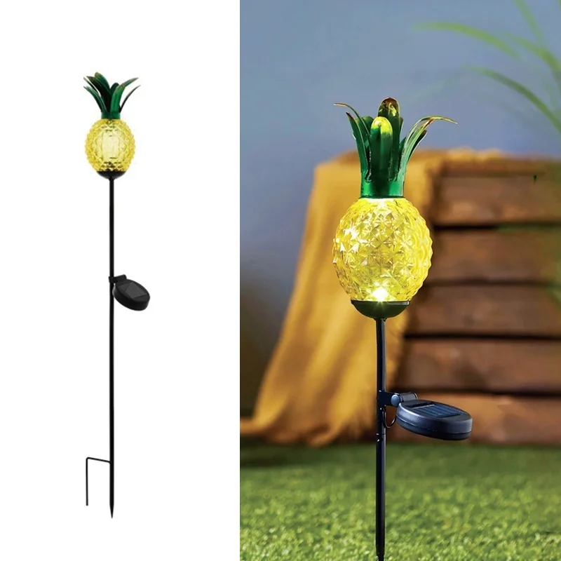 SM24339 Glass Pineapple Solar Stake Light with Metal Iron_3