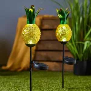 SM24339 Glass Pineapple Solar Stake Light with Metal Iron_4