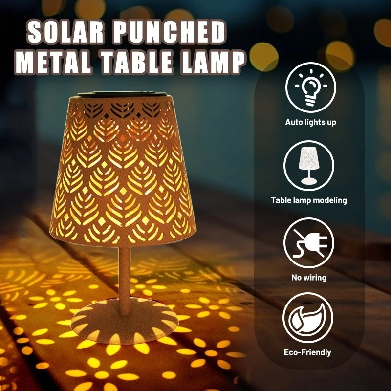 SM24349 Solar Table Lamp with Plastic PP Shade and Punched Metal Iron Base_7