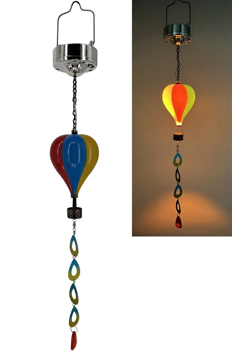SM24376 Plastic PS and Metal Iron Hot Air Balloon Solar Hanging Wind Chime_2