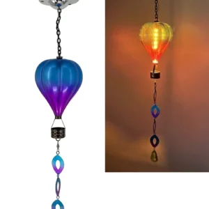 SM24376 Plastic PS and Metal Iron Hot Air Balloon Solar Hanging Wind Chime_3