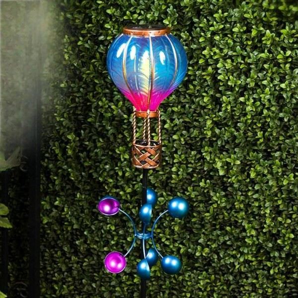 sm24385 hot air balloon with wind spinner solar stake light  (3)