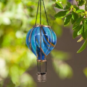 SM24392 Solar-Heißluftballonlaterne aus PP-Kunststoff mit flackernder Flamme, Hängeleuchte