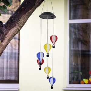 sm24396 Plastic Hot Air Balloon Solar Wind Chime