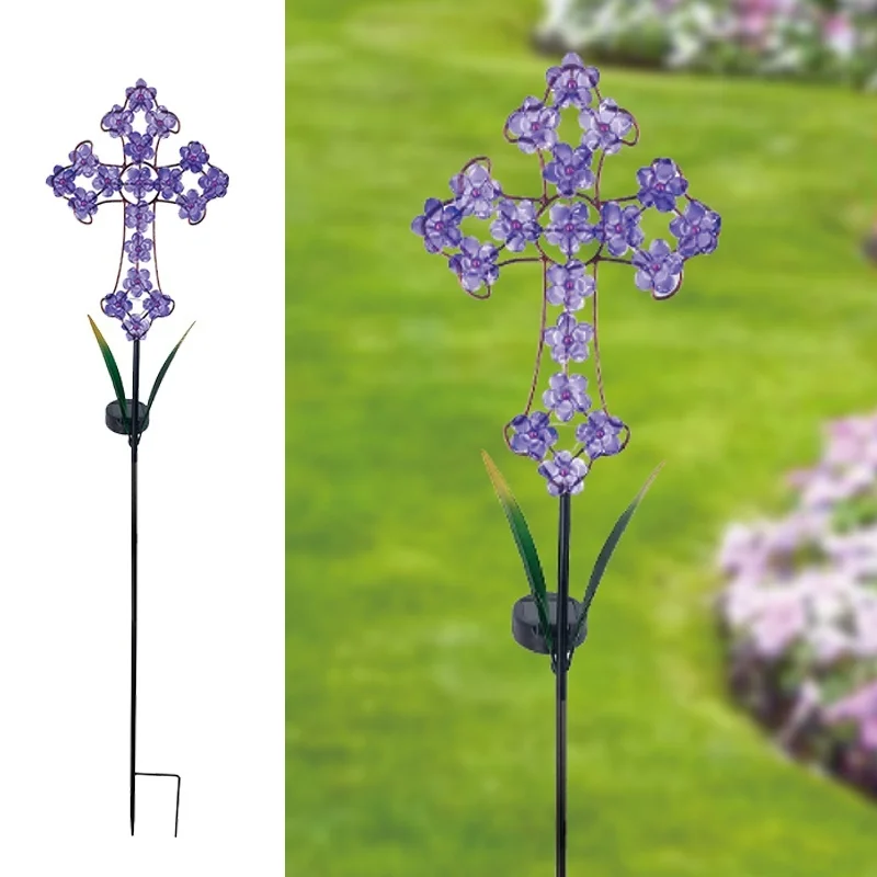 SM24407 Cross Garden Solar Stake Light, Metal Iron + Plastic PS_2