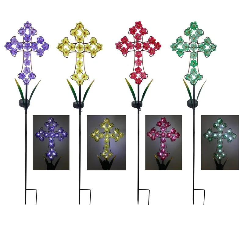SM24407 Cross Garden Solar Stake Light, Metal Iron + Plastic PS_3