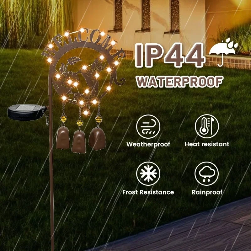 SM24420 Solar Stake Light with Windchime - Plastic PP Metal Iron Hummingbird Bird Animal_6