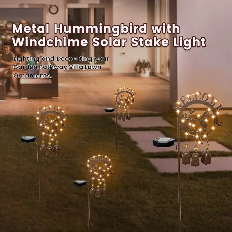 SM24420 Solar Stake Light with Windchime - Plastic PP Metal Iron Hummingbird Bird Animal_7