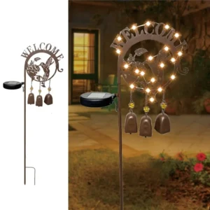 SM24420 Solar Stake Light with Windchime - Plastic PP Metal Iron Hummingbird Bird Animal_8