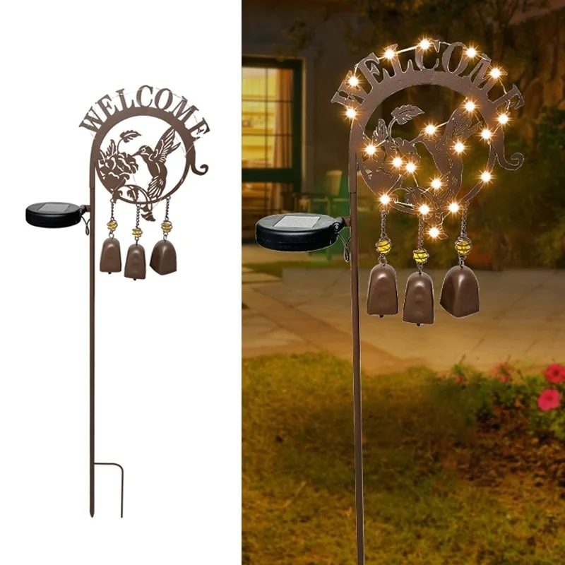 SM24420 Solar Stake Light with Windchime - Plastic PP Metal Iron Hummingbird Bird Animal_9